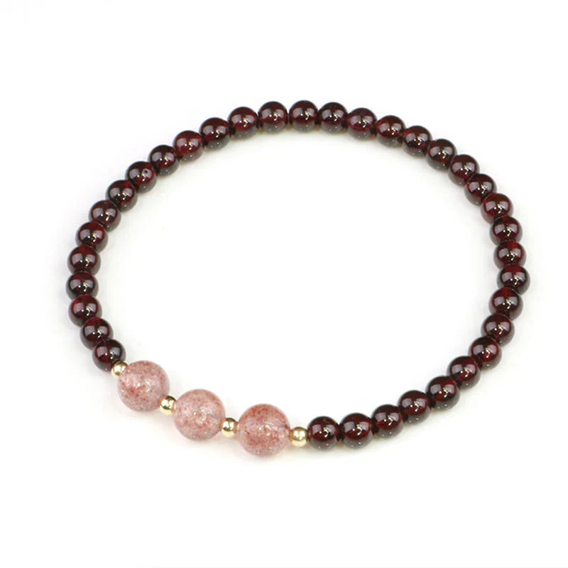 Bracciale Buddha Stones Natural Garnet Strawberry Quartz Calm - Image 10