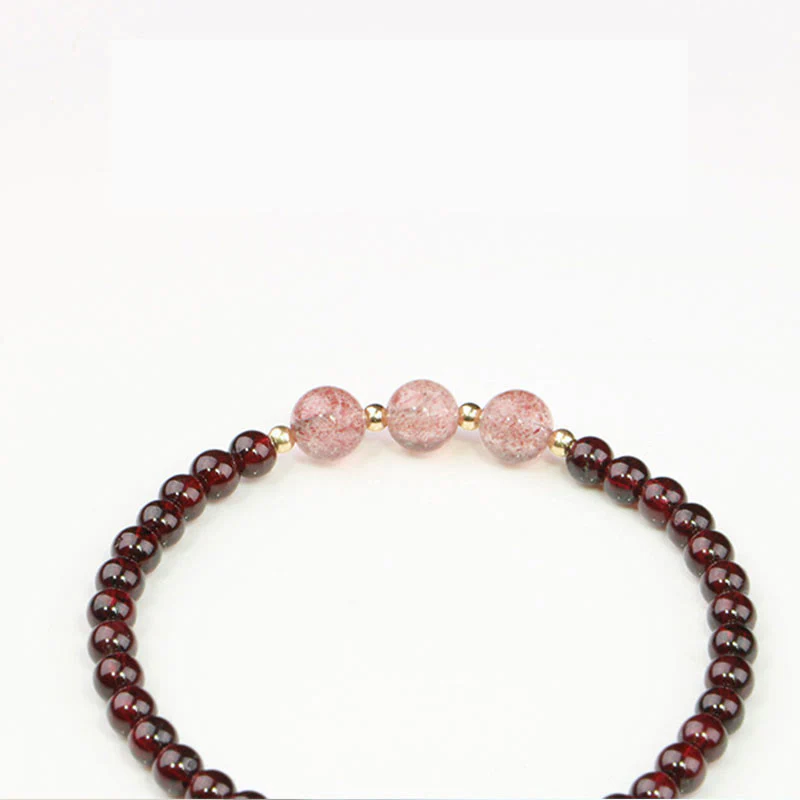 Bracciale Buddha Stones Natural Garnet Strawberry Quartz Calm - Image 11