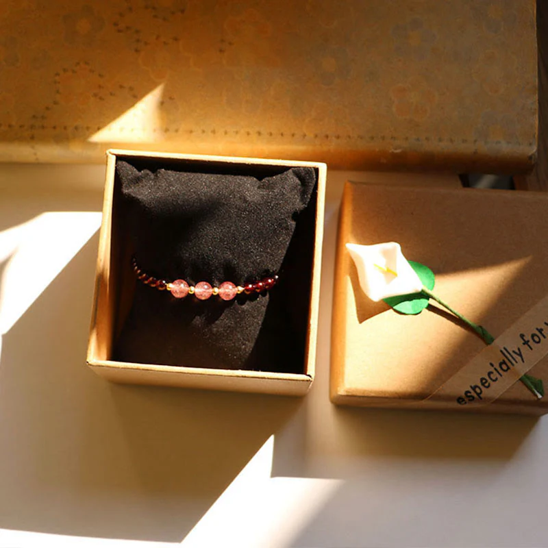 Bracciale Buddha Stones Natural Garnet Strawberry Quartz Calm - Image 14
