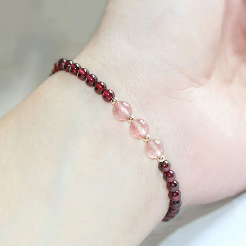 Bracciale Buddha Stones Natural Garnet Strawberry Quartz Calm - Image 16