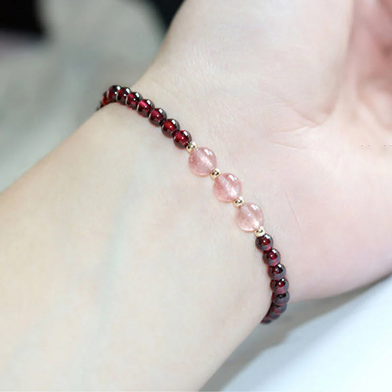 Bracciale Buddha Stones Natural Garnet Strawberry Quartz Calm - Image 17