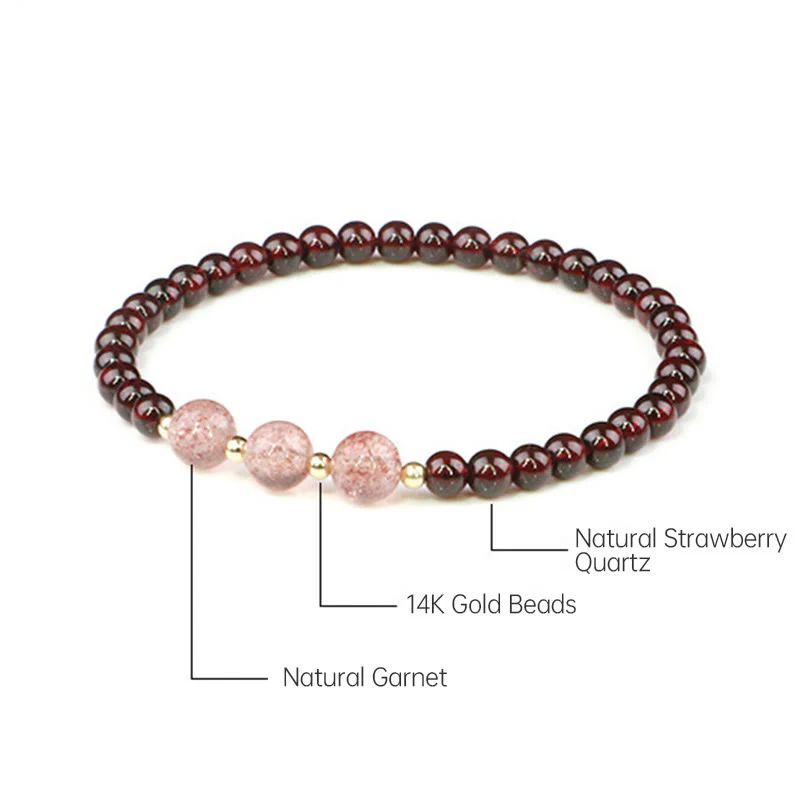 Bracciale Buddha Stones Natural Garnet Strawberry Quartz Calm - Image 18