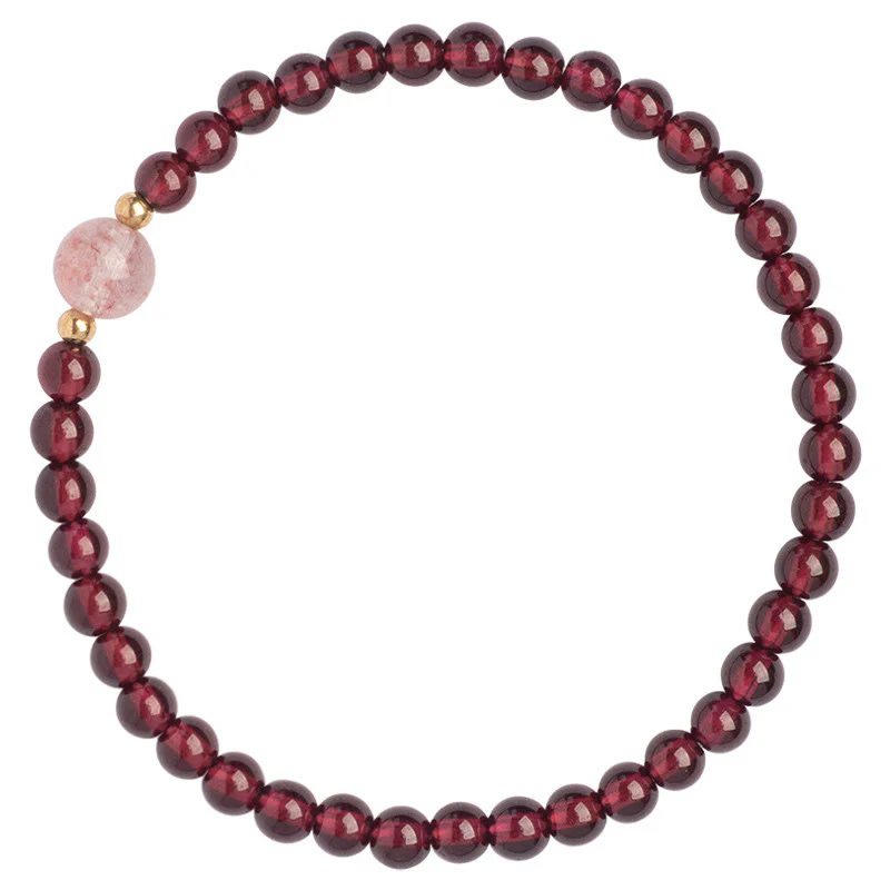 Bracciale Buddha Stones Natural Garnet Strawberry Quartz Calm - Image 6