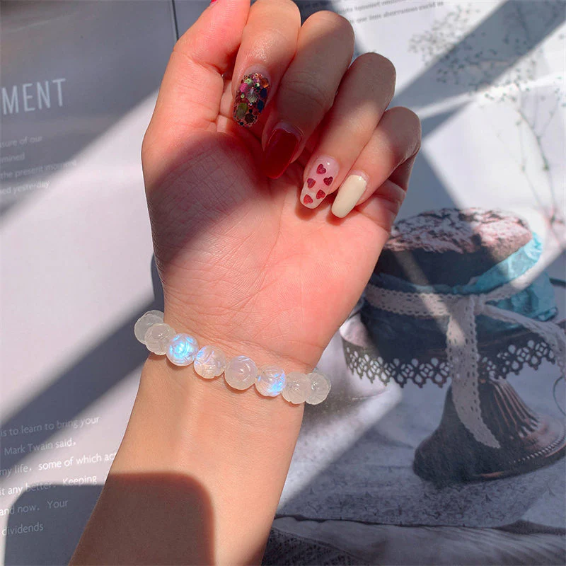 Bracciale Buddha Stones Natural Moonstone Lotus Love - Image 4