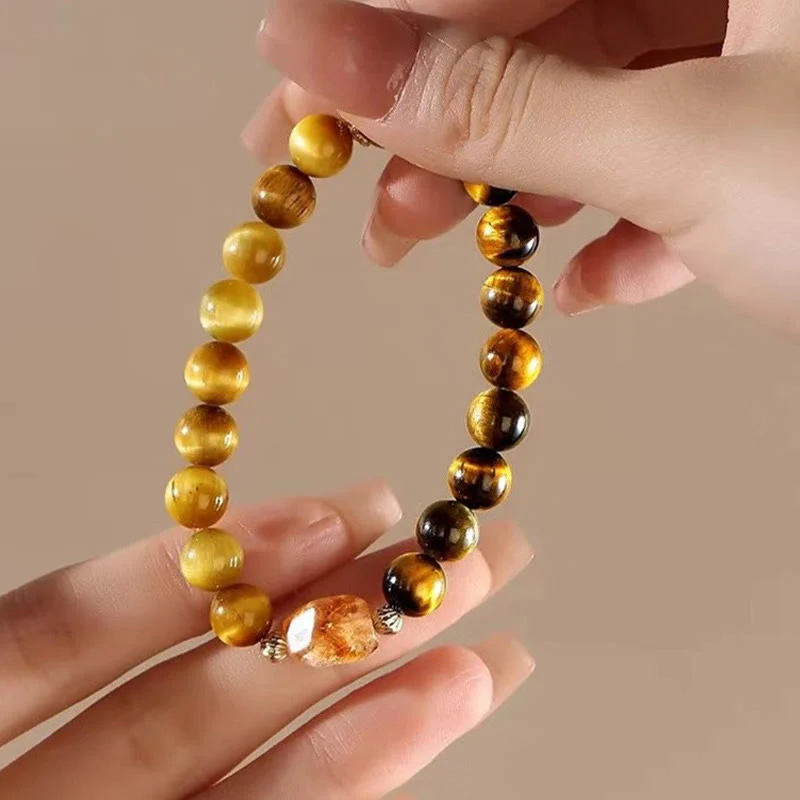 Bracciale Buddha Stones Natural Yellow Black Tiger Eye Citrino Strength - Image 7
