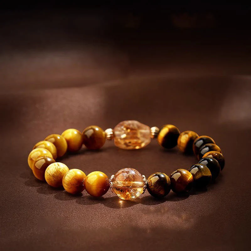 Bracciale Buddha Stones Natural Yellow Black Tiger Eye Citrino Strength - Image 8