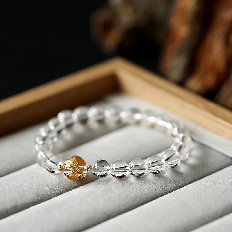 Bracciale Buddha Stones Naturale Ossidiana Nera Cristallo Bianco Onice Nero Forza Drago - Image 9
