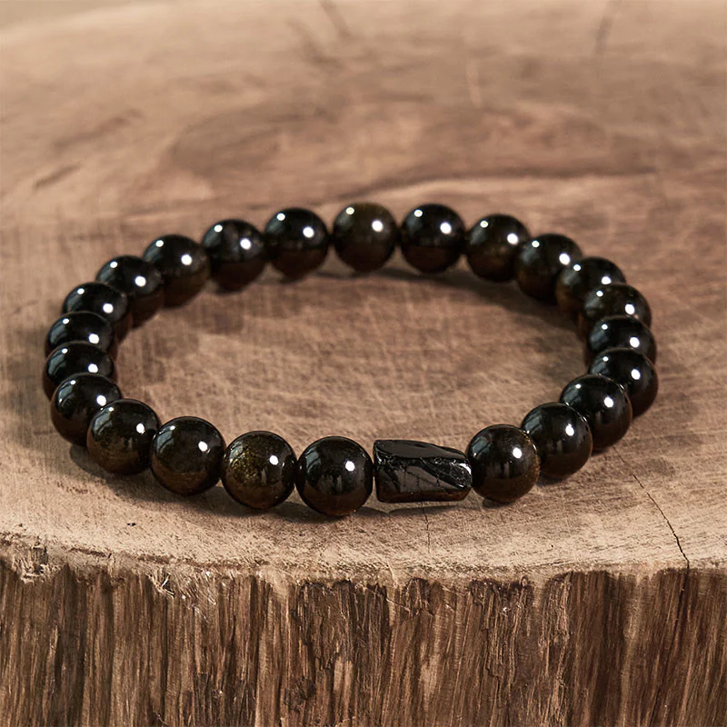 Bracciale Buddha Stones Oro Sheen Ossidiana Tormalina Nera Ricchezza - Image 2