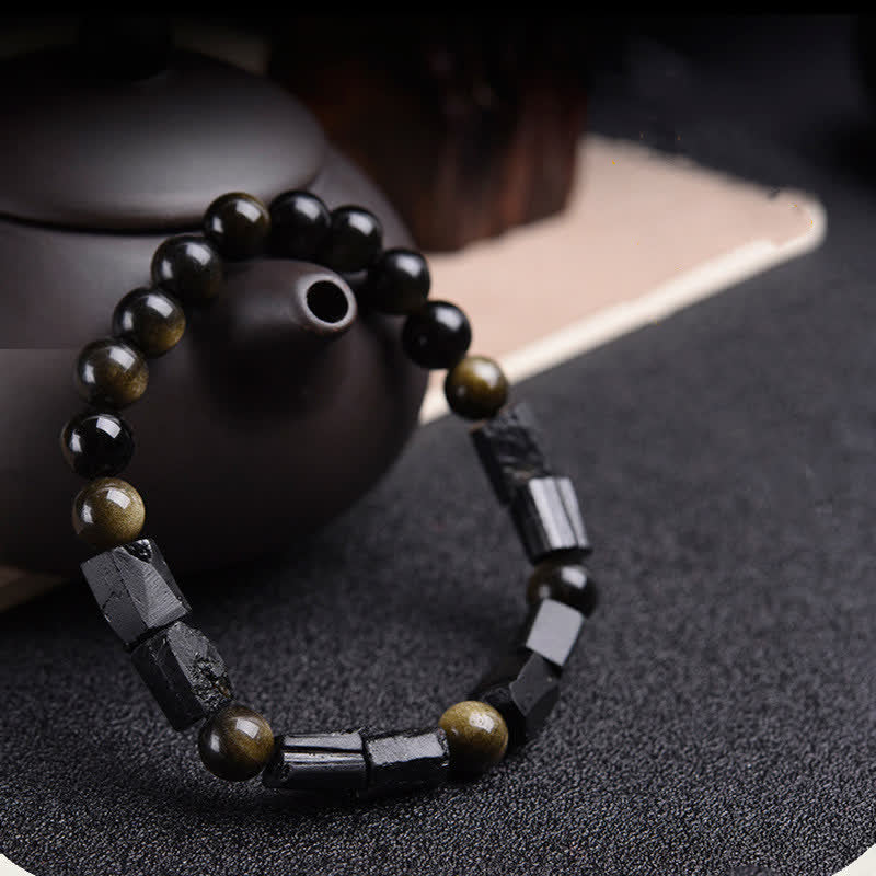 Bracciale Buddha Stones Oro Sheen Ossidiana Tormalina Nera Ricchezza - Image 9