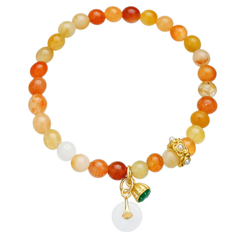 Bracciale Buddha Stones Peace Buckle in seta dorata e giada per allontanare gli spiriti maligni - Image 4