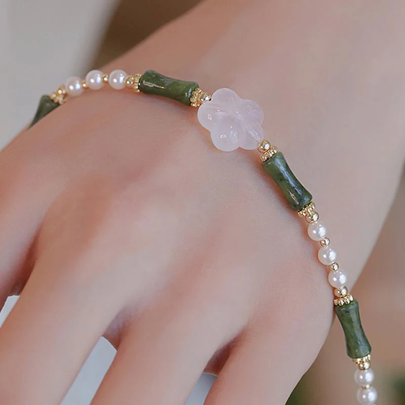 Bracciale Buddha Stones Peridot Bamboo Flower Agata Perla Pace - Image 3