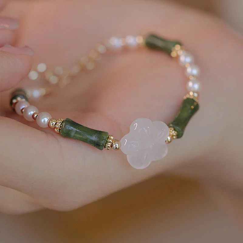 Bracciale Buddha Stones Peridot Bamboo Flower Agata Perla Pace - Image 4