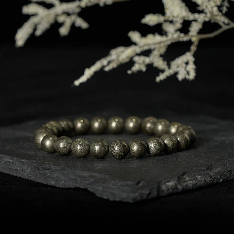 Bracciale Buddha Stones, perle rotonde di pirite, fiducia e abbondanza - Image 2
