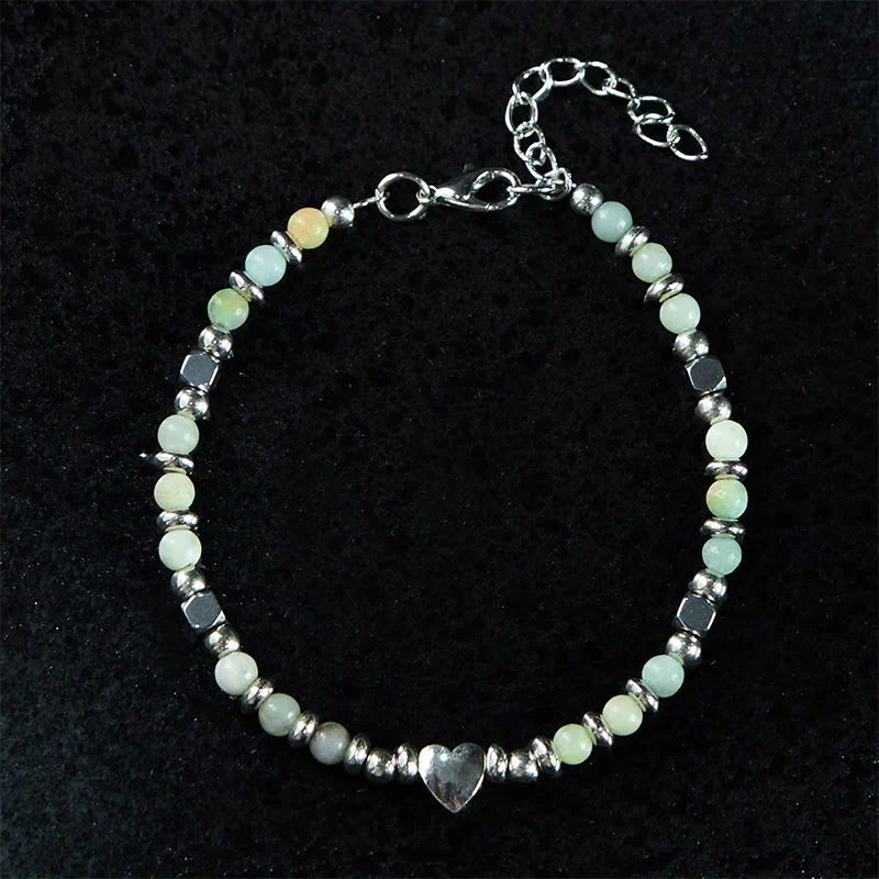 Bracciale Buddha Stones in pietra naturale, amazzonite, ametista, lazurite, lapislazzuli, quarzo rosa, cuore, equilibrio positivo - Image 2