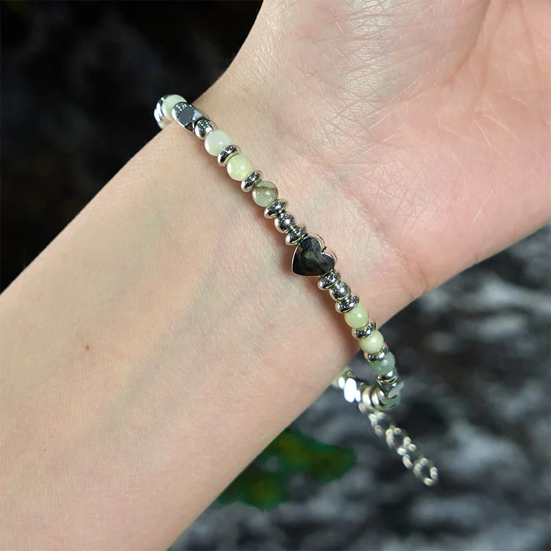 Bracciale Buddha Stones in pietra naturale, amazzonite, ametista, lazurite, lapislazzuli, quarzo rosa, cuore, equilibrio positivo - Image 4