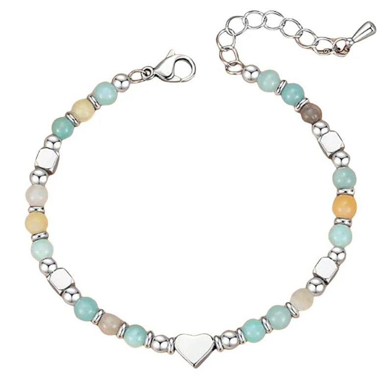Bracciale Buddha Stones in pietra naturale, amazzonite, ametista, lazurite, lapislazzuli, quarzo rosa, cuore, equilibrio positivo - Image 5