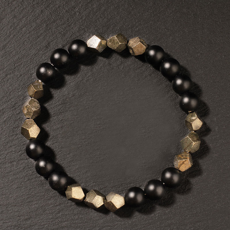 Bracciale Buddha Stones Pirite Pietra Smerigliata Confidenza Equilibrio
