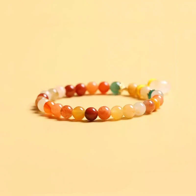 Bracciale Buddha Stones placcato oro 14K, giada di seta dorata colorata, fibbia della pace, ricchezza - Image 8