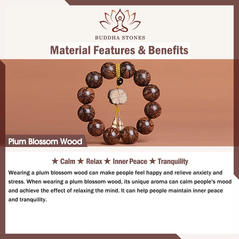 Bracciale Buddha Stones Plum Blossom Wood per la pace interiore - Image 12