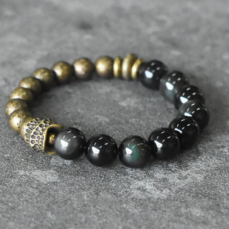 Bracciale Buddha Stones Rainbow Obsidian Copper Bead Positive Transformation - Image 10
