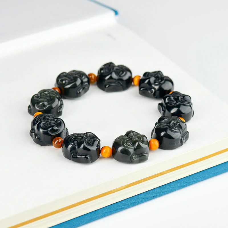 Bracciale Buddha Stones Rainbow Obsidian Laughing Buddha Positive Transformation - Image 2