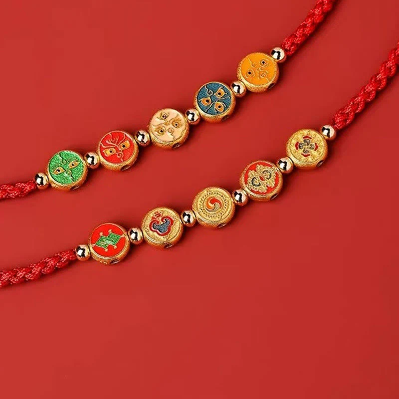 Bracciale Buddha Stones Red String 925 Sterling Silver Five Ways God Of Wealth Connection - Image 12