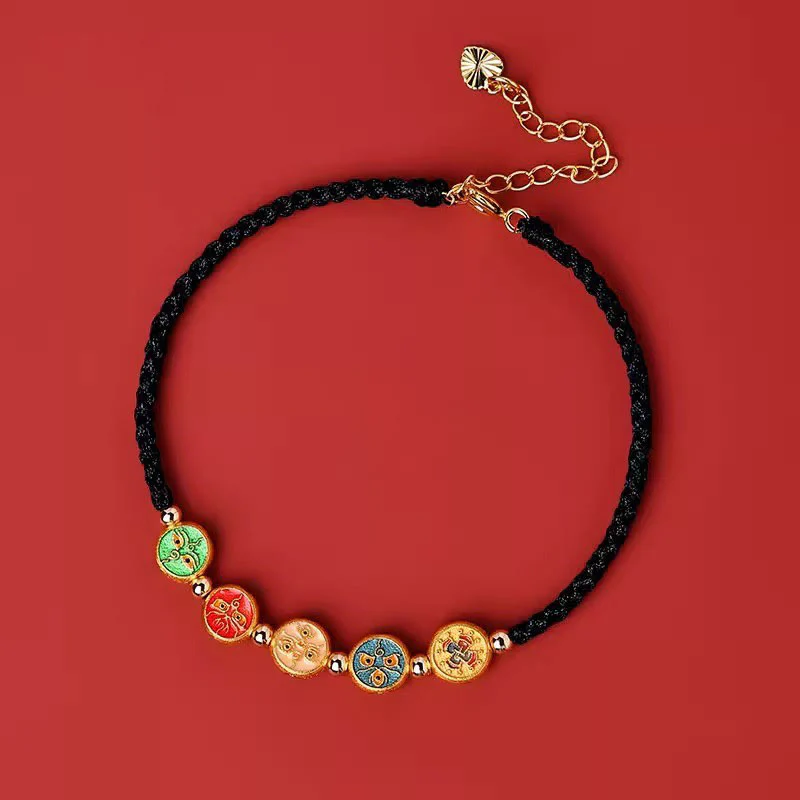 Bracciale Buddha Stones Red String 925 Sterling Silver Five Ways God Of Wealth Connection - Image 13