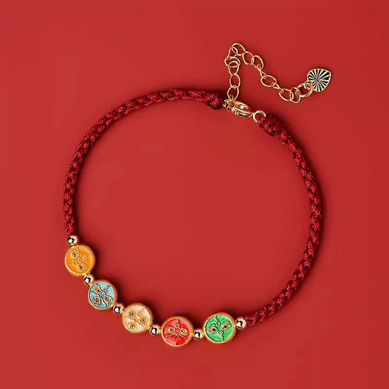 Bracciale Buddha Stones Red String 925 Sterling Silver Five Ways God Of Wealth Connection - Image 14