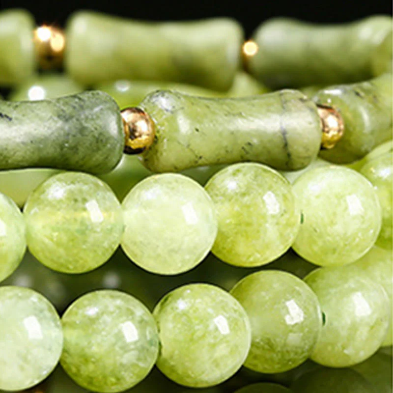 Bracciale Buddha Stones Retro Multistrato Mughetto Bambù Calcedonio Verde Forza - Image 12