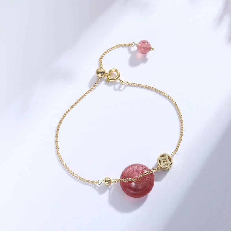 Bracciale Buddha Stones Strawberry Quartz Peace Buckle Coin Love - Image 2