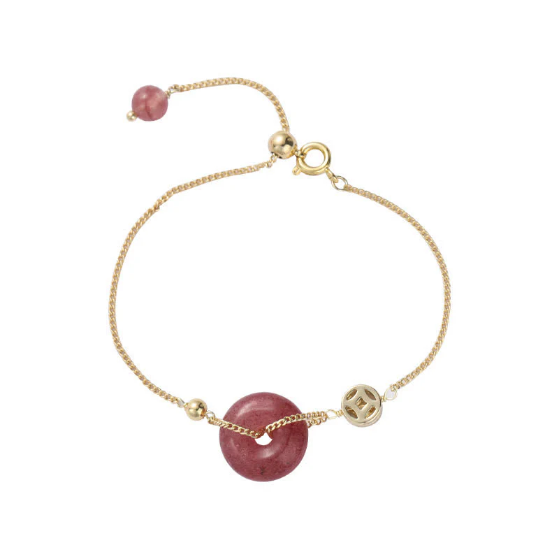 Bracciale Buddha Stones Strawberry Quartz Peace Buckle Coin Love - Image 6