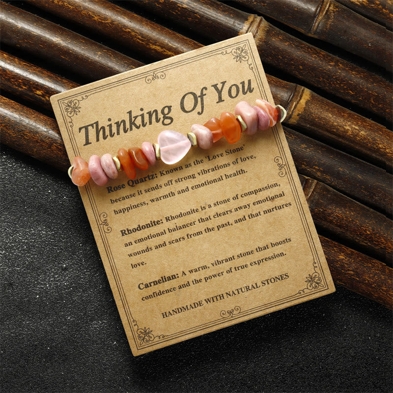 Bracciale Buddha Stones Thinking Of You, Quarzo Rosa, Rodonite, Corniola, Relazioni - Image 11