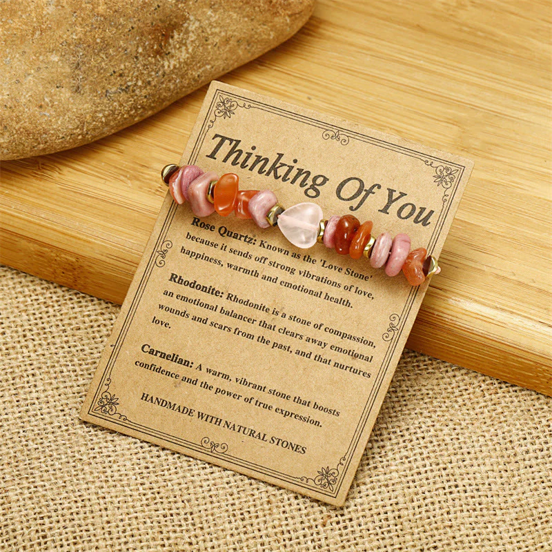 Bracciale Buddha Stones Thinking Of You, Quarzo Rosa, Rodonite, Corniola, Relazioni - Image 4