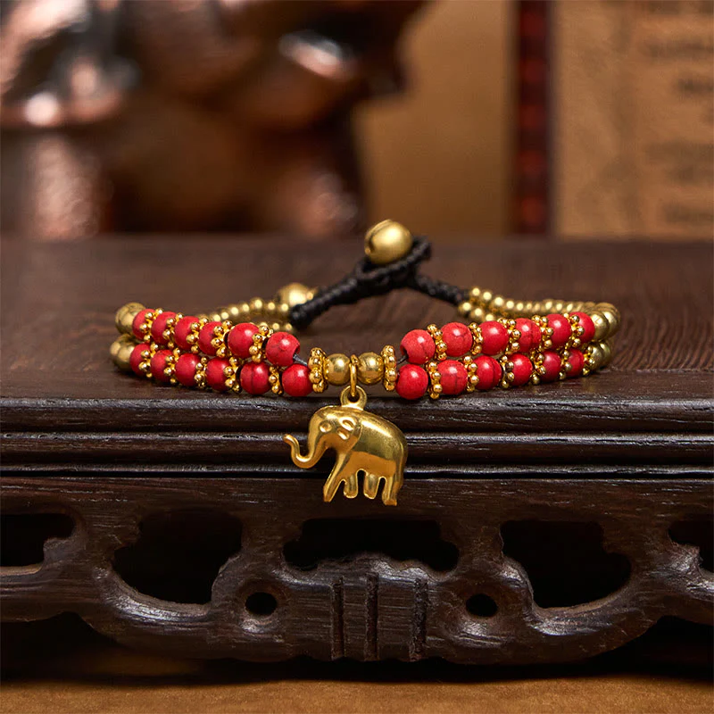 Bracciale Buddha Stones Turquoise Elephant Luck in rame placcato a doppio strato e resistenza - Image 11