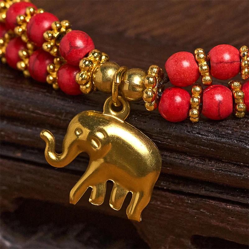 Bracciale Buddha Stones Turquoise Elephant Luck in rame placcato a doppio strato e resistenza - Image 12