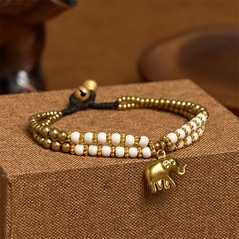 Bracciale Buddha Stones Turquoise Elephant Luck in rame placcato a doppio strato e resistenza - Image 3