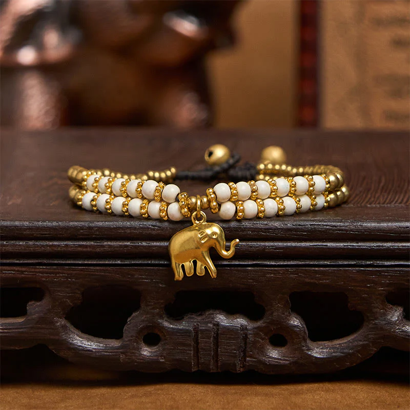 Bracciale Buddha Stones Turquoise Elephant Luck in rame placcato a doppio strato e resistenza - Image 4