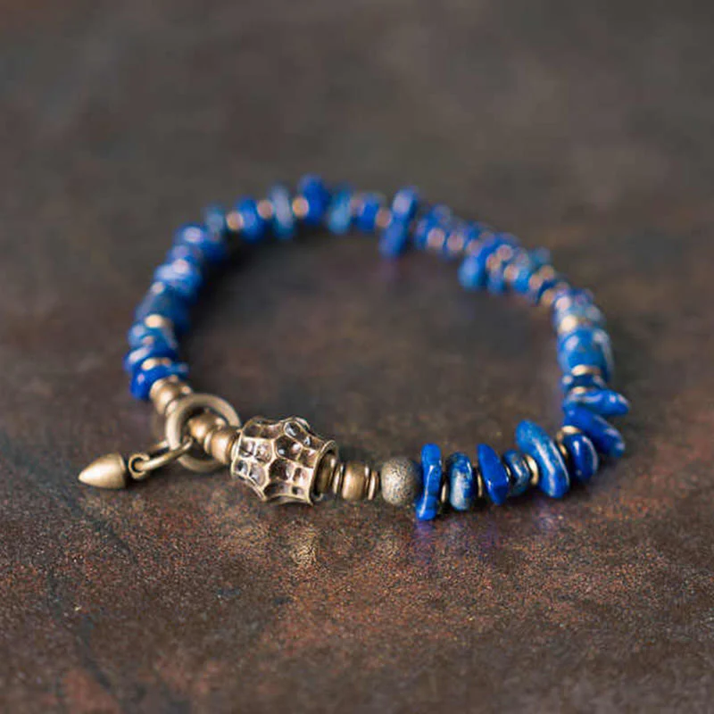 Braccialetto Buddha Stones Vintage con design irregolare, lazurite e lapislazzuli positivo