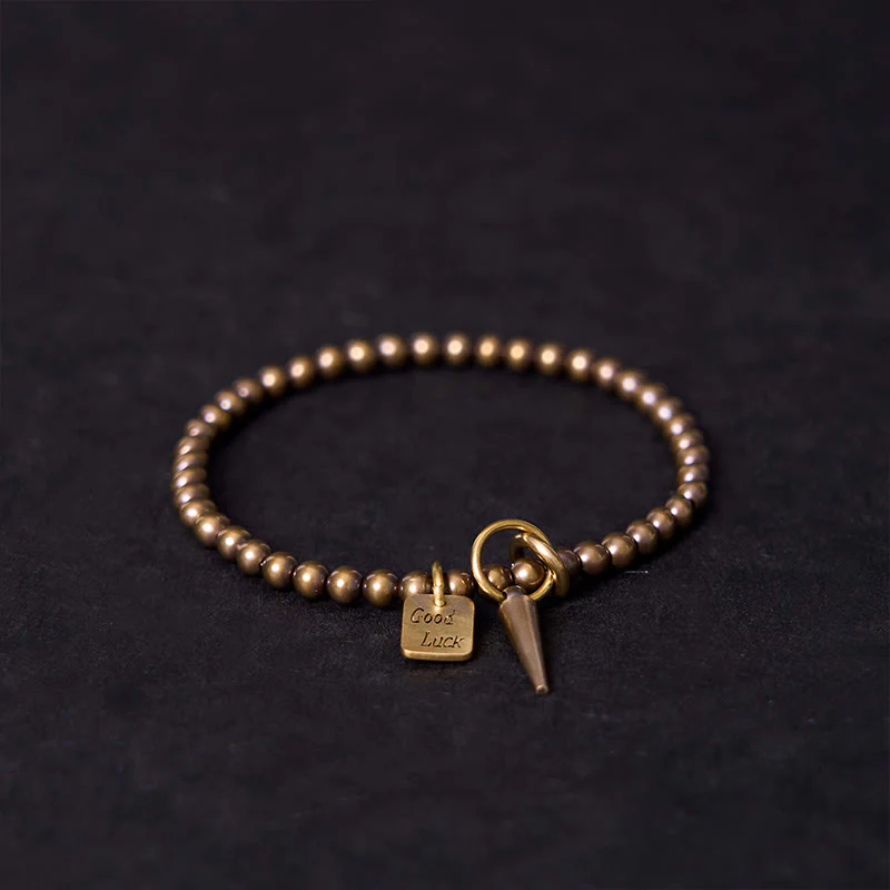 Bracciale Buddha Stones Vintage Rame Ottone Perline Fortuna Equilibrio