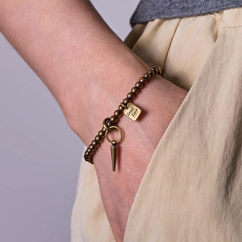 Bracciale Buddha Stones Vintage Rame Ottone Perline Fortuna Equilibrio - Image 6
