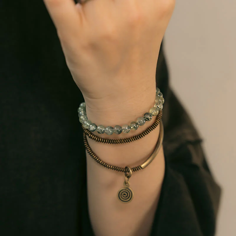 Bracciale Buddha Stones Viola Phantom Rosso Quarzo Ematoide Quarzo Rutilato Verde Rame Amore Perdona - Image 24