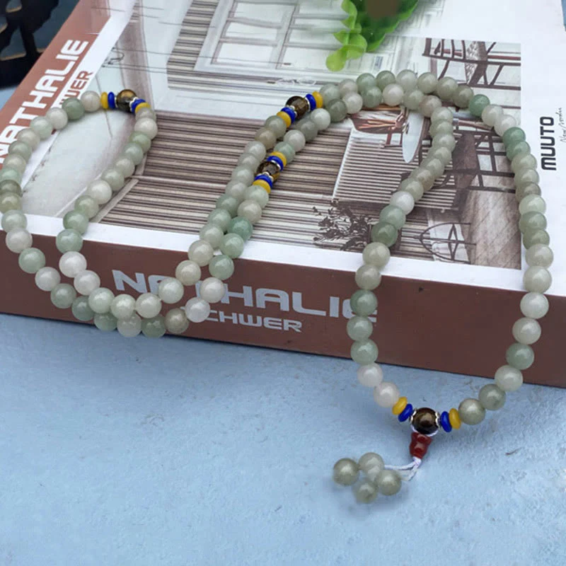 Bracciale con 108 perle Mala Buddha Stones , giada Shetai naturale, fortuna e prosperità - Image 3