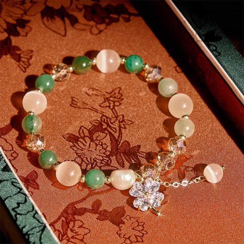 Bracciale con bilanciere in quarzo rutilato, ametista, citrino, quadrifoglio e quarzo fragola verde Buddha Stones - Image 14