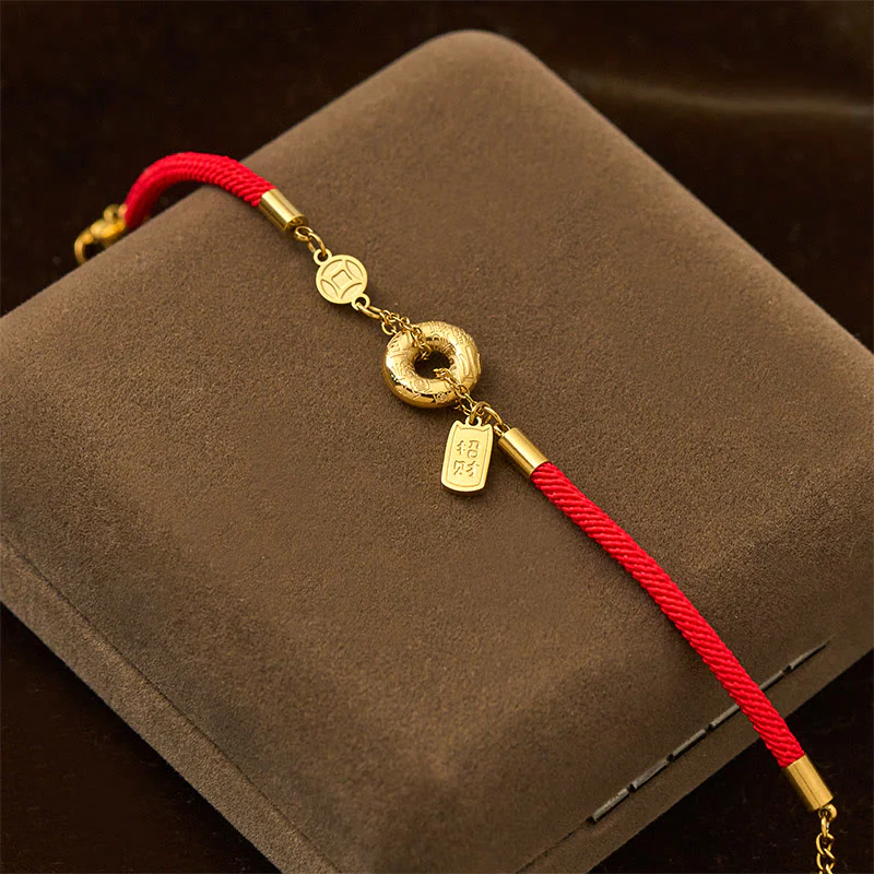Bracciale con Buddha Stones Peace Buckle Attract Fortuna Titanium Steel Red String Connection - Image 3