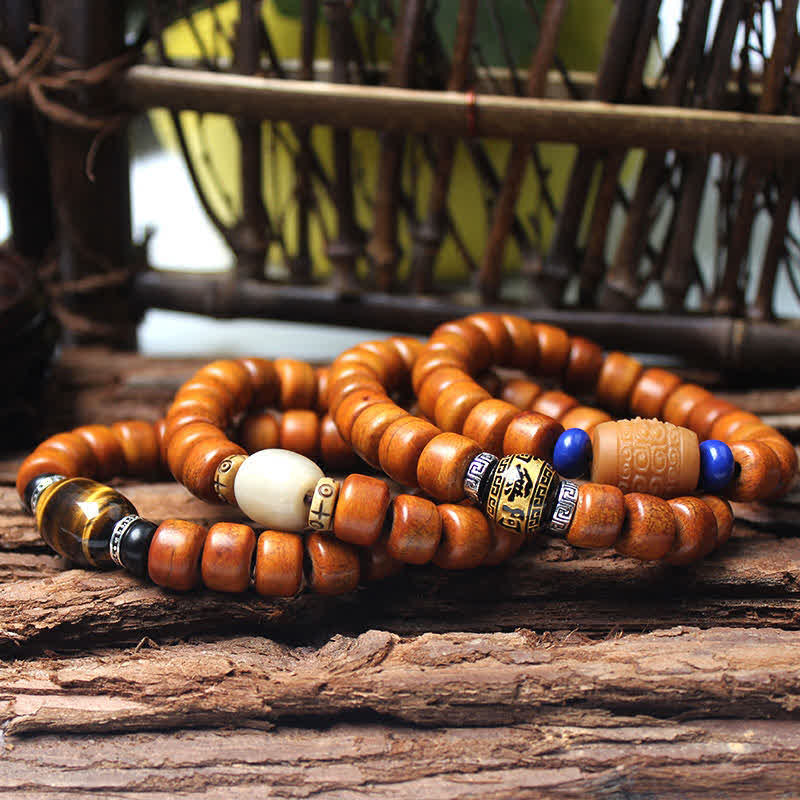Bracciale Buddha Stones, perline di osso tibetano, Om Mani Padme Hum - Image 2