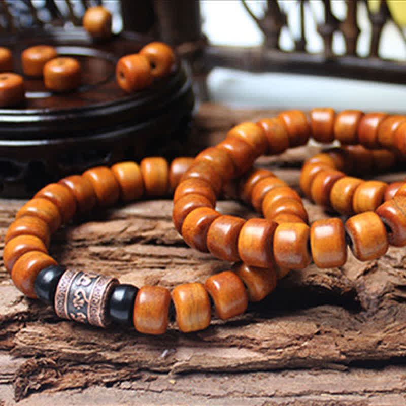 Bracciale Buddha Stones, perline di osso tibetano, Om Mani Padme Hum - Image 3