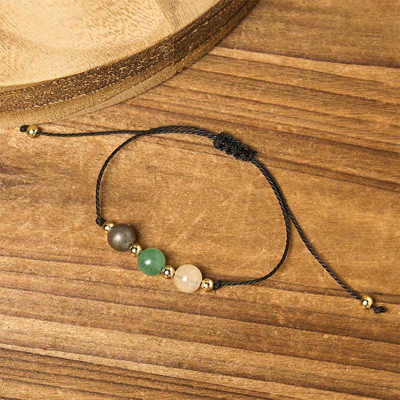 Bracciale con carta del successo in corda, citrino, avventurina verde e pirite di Buddha Stones - Image 14