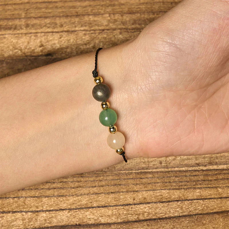 Bracciale con carta del successo in corda, citrino, avventurina verde e pirite di Buddha Stones - Image 16