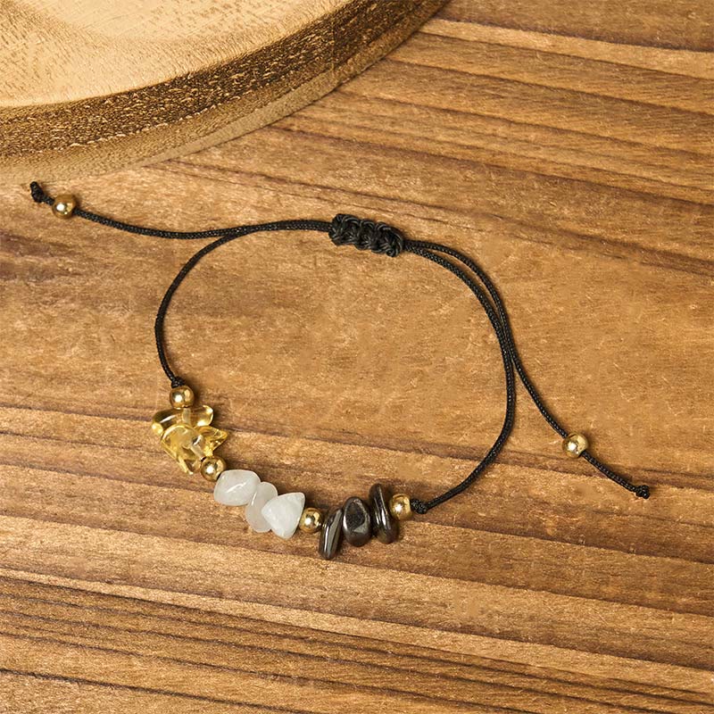 Bracciale con carta del successo in corda, citrino, avventurina verde e pirite di Buddha Stones - Image 4