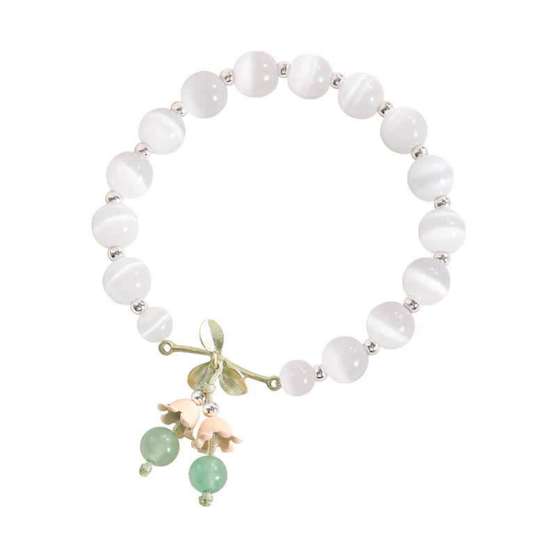Bracciale con ciondolo Buddha Stones Cat's Eye, Aventurina verde, Calcedonio blu, Cristallo rosa, Orchidea della pace - Image 2